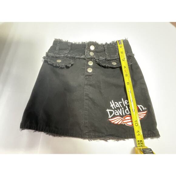 Harley Davidson Girls Distress Button Up Pocket Skirt Size 5 - Picture 3 of 7